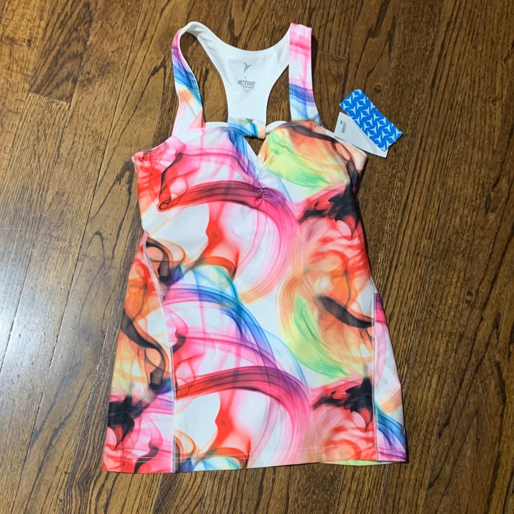 Active Wear Racerback Tank Top With Built In Bra by Old Navy Sports Top Size S